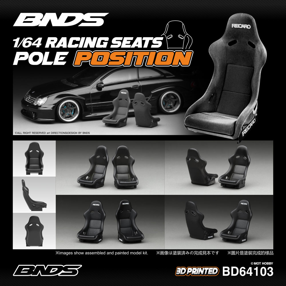 3D Printing Diecast Cars - BNDS 1/64 مقاعد سباق غير مطلية،