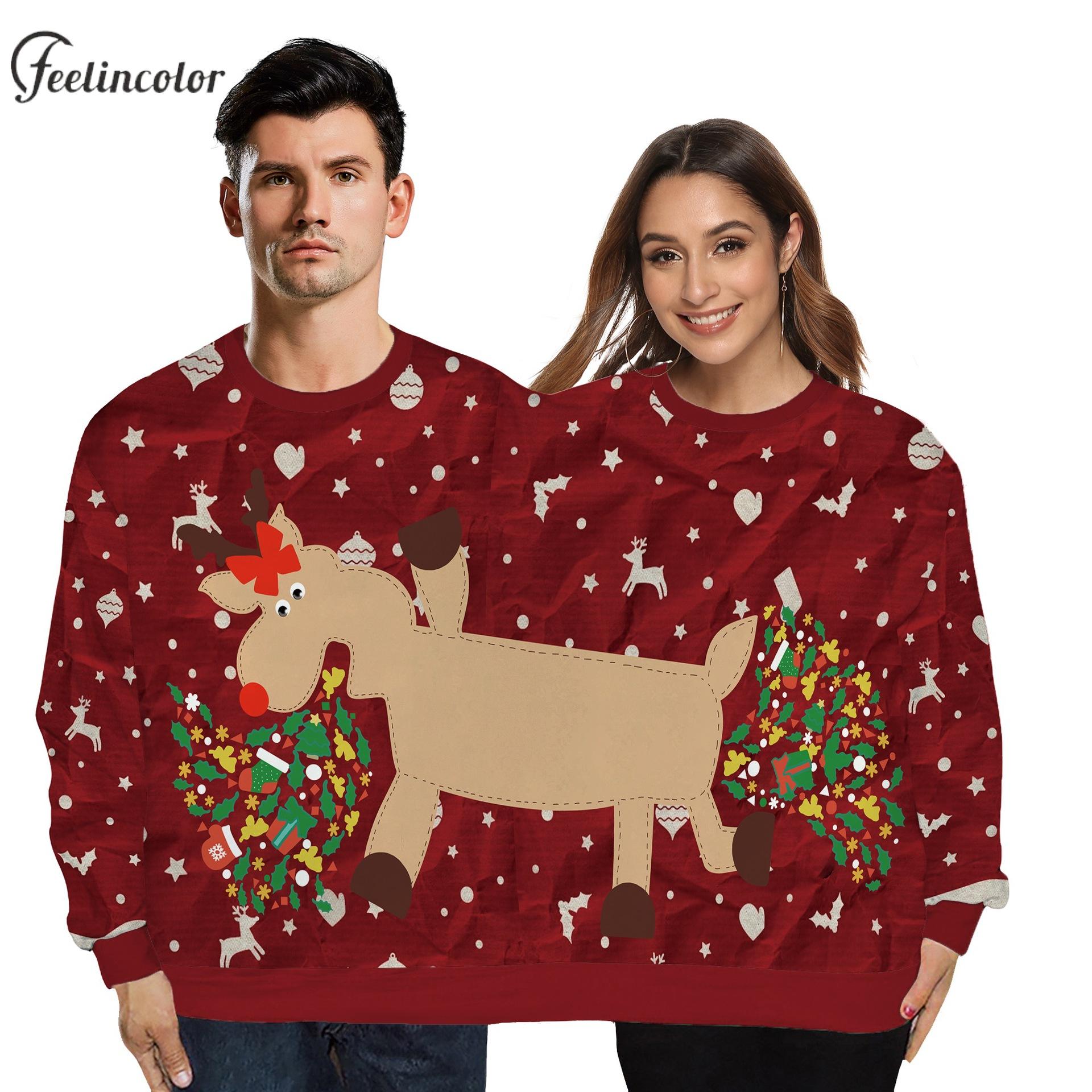 المرأة والرجل طويلة الأكمام عي - مراجعة 3D Printing Xmas وسعره